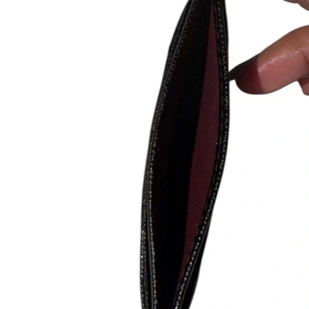 Yves Saint Laurent Black Leather Textured Card Holder - Picture 3 of 3